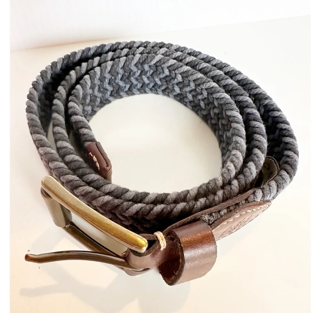 Fossil Mens Braided Belt Blue With Brown Leather Accents Size 85/34 Preppy